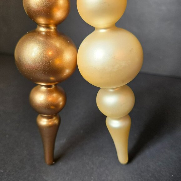 Frontgate Gold Finial Ornaments Set Of Two Handcrafted Glass 8" Holiday Decor - Picture 4 of 9